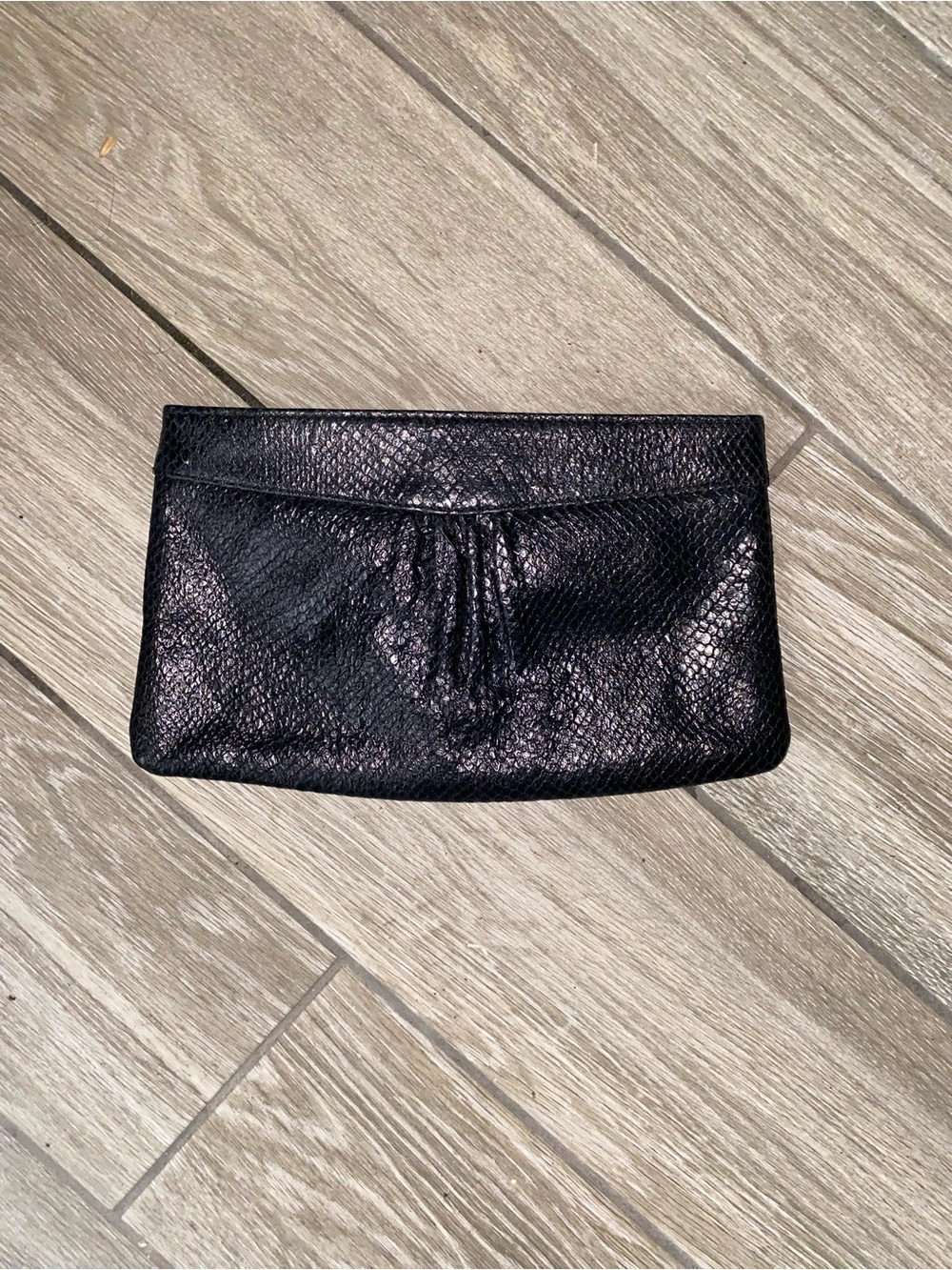 Banana Republic Black Textured Leather Clutch Bag